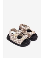 Dětské Sandály Na Suchý Zip Se Zlatými Detaily Béžové Cavina Dětské Sandály Na Suchý Zip Se Zlatými Detaily Béžové Cavina