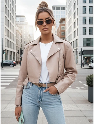 Dámská kožená bunda BADEN TY4336 béžová - FashionStreet Dámská kožená bunda BADEN TY4336 béžová - FashionStreet