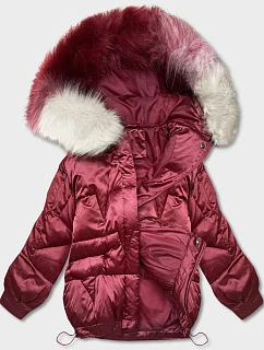 Krátká bunda oversize bordó (H-1109-25)