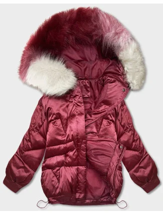 Krátká oversize bunda ve vínové bordó barvě (H-1109-25) Krátká oversize bunda ve vínové bordó barvě (H-1109-25)