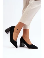 Sametové lodičky na podpatku černé Alessyndra