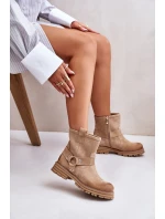 Dámské Zamszové Botky Na Plochém Podpatku Bežové Lewski 3610