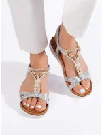 Trendy  sandály stříbrné dámské platforma