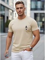 Pánské bavlněné tričko s potiskem AS Pik, béžové, FashionStreet NX5130R Pánské bavlněné tričko s potiskem AS Pik, béžové, FashionStreet NX5130R