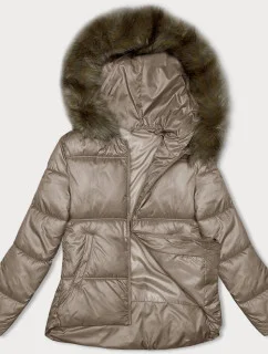 Béžová dámská bunda se střihem bubliny S'west (B8190-12)