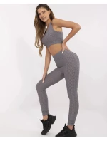 Tmavě šedý dámský sportovní komplet - top a legíny 5448