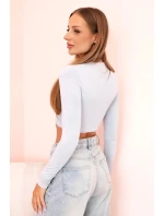 Dámská halenka s dlouhým rukávem a efektními volánky na prsou šedý