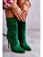 Dámské mačkané kozačky kozačky Zelené Laguna Dámské mačkané kozačky kozačky Zelené Laguna