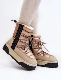 Dámské sněhové boty s tlustou podrážkou veganské DFranklin DFSH371006 Bežové