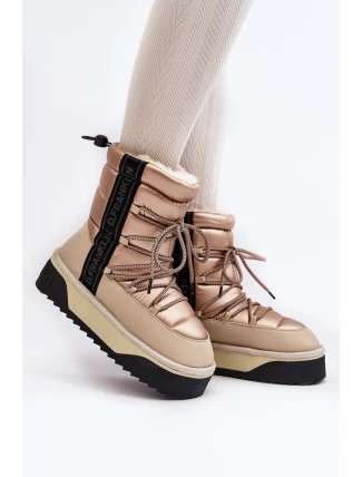 Dámské sněhové boty s tlustou podrážkou veganské DFranklin DFSH371006 Bežové