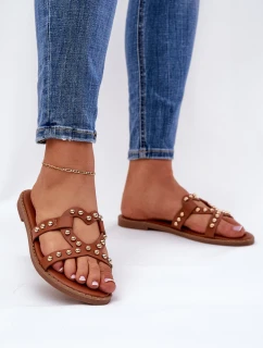 Zdobené Ploché Sandály Dámské Camel Adivrae