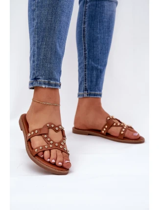 Zdobené Ploché Sandály Dámské Camel Adivrae