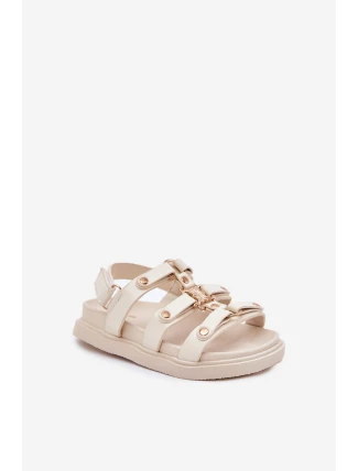 Dětské Sandály Se Zlatým Detalem Béžové Lunessa