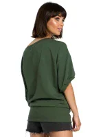 B079 Halenka nadměrné velikosti se zavinovacími detaily - černá