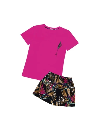 Dámské pyžamo 01/219 tm. růžové s peříčky - Karol Dámské pyžamo 01/219 tm. růžové s peříčky - Karol