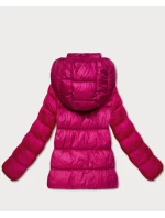 Dámská prošívaná zimní bunda ve fuchsijové barvě v délce k bokům (T3-2656#-17)
