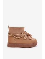 Dámské Sněhule Na Platformě Zateplené Kožíškem Camel Aziara