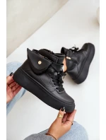 Vysoké sneakersy s kapsou na platformě černé Saramis