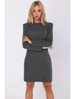 M755 Šaty s modelujícím prošíváním - khaki barva