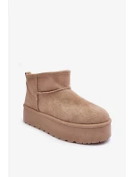 Kůže Sněžní Boty Na Platformě Bežové Corcoran