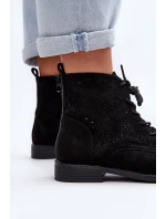 S.Barski dámské kotníkové boty se vzorem, černé