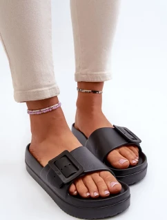 Dámské pěnové pantofle na platformě s přezkou Big Star - černá