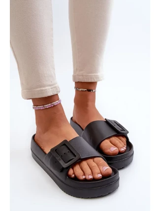 Dámské pěnové pantofle na platformě s přezkou Big Star - černá