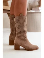 Ažurové kozačky RMR2337 hnědé - Step in style