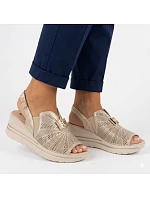 Dámské kožené sandály na platformě koturn gold M.Daszynski 25144-4