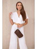 Kombinéza s ozdobným páskem v pase bílý Kombinéza s ozdobným páskem v pase bílý