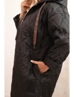 Dámská bunda Plus Size prošívaná s kapucí a nápisem HOPE černá