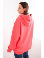 Dámská mikina s kapucí a klokankou z bavlny růžová