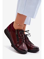 Kožené dámské polobotky na platformě Vinceza 39977 bordó