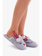 Vánoční pantofle s motivem soba šedé Sylaia