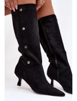 Dámské kozačky s ozdobnými detaily Hovelle – černé