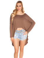 Trendy KouCla HighLow Oversize Crop Shirt