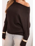 Dámský svetr viskózový asymetrický typ netopýr hnědý