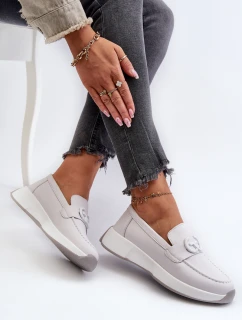 Dámské Kožené Mokasíny Na Platformě Světle Šedé S.Barski LR490