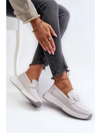Dámské Kožené Mokasíny Na Platformě Světle Šedé S.Barski LR490