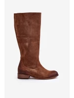 Dámské Semišové Kozačky Do Poloviny Lýtka Na Zipu Lewski 3616 Hnědé