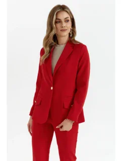 K141 Sako s dvojitými kapsami s klopou - červené