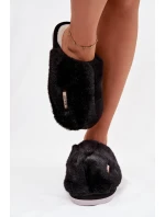 Dámské huňaté pantofle – černé Belinna