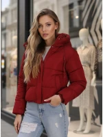 Dámská krátká zimní prošívaná bunda bordó FashionStreet TY5407