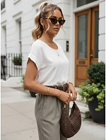 Dámská oversize blůza z viskózy s krátkými rukávy, bílá, FashionStreet RY2926 Dámská oversize blůza z viskózy s krátkými rukávy, bílá, FashionStreet RY2926
