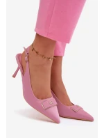 Sandály Podpatky Dámské S Ozdobným Detalem Růžové Lurella