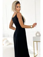 299-18 CHIARA elegantní maxi dlouhé šaty bez ramínek - ČERNÉ S BROKEREM 299-18 CHIARA elegantní maxi dlouhé šaty bez ramínek - ČERNÉ S BROKEREM