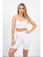 Souprava s kalhotami s vysokým pasem bílá Souprava s kalhotami s vysokým pasem bílá