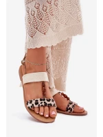 Plné Dámské Sandály S Korálky Panterka Béžové Virona