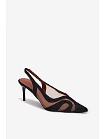 Dámské sandály sítě na jehlovém podpatku Černé Cornelia