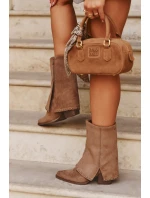 Dámské kozačky s vyvýšenou manžetou Vinceza 16516 – béžové